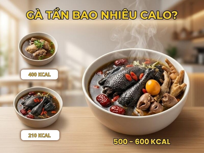 Trung bình, một bát gà tần thường chứa khoảng 210 – 400 calo