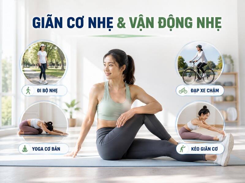 Giãn cơ nhẹ và vận động cường độ thấp