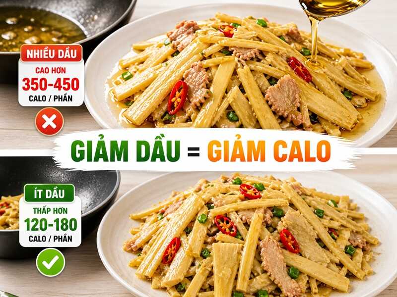 Kiểm soát lượng dầu khi chế biến hoặc lựa chọn món