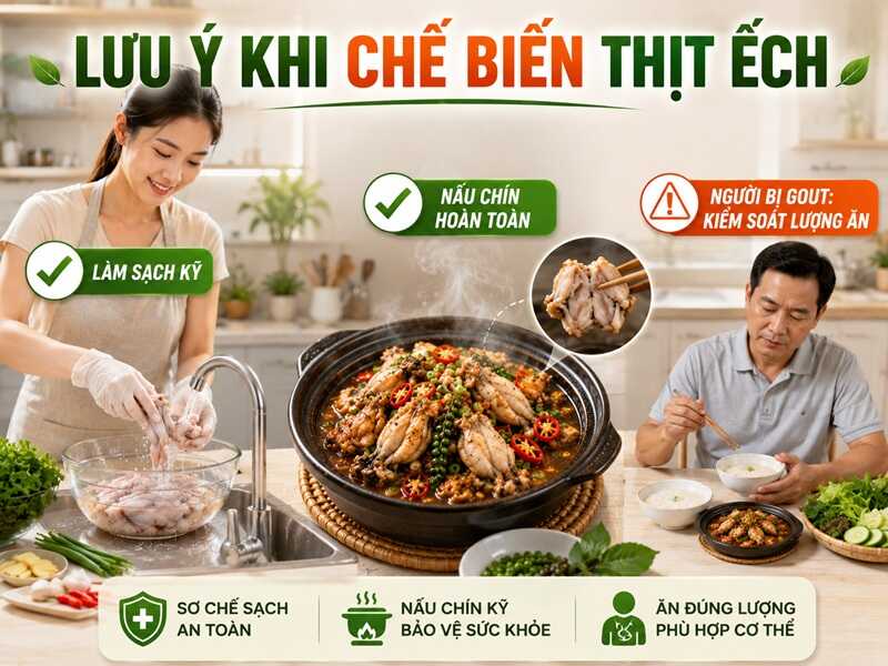 Lưu ý an toàn thực phẩm khi chế biến thịt ếch