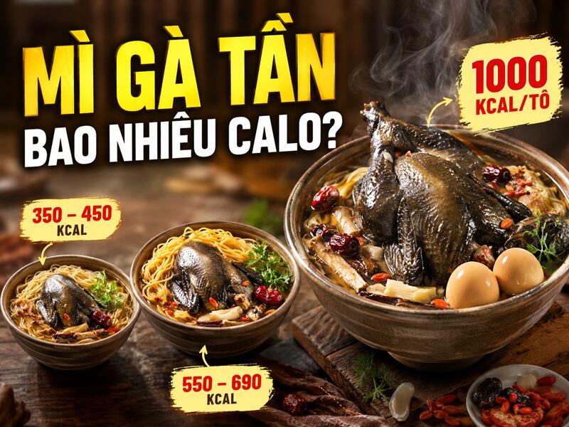So với gà tần thông thường, mì gà tần có lượng calo cao hơn