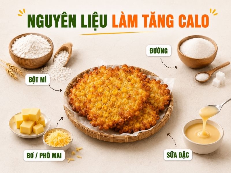 Bánh càng nhiều bột và chất béo, calo càng cao