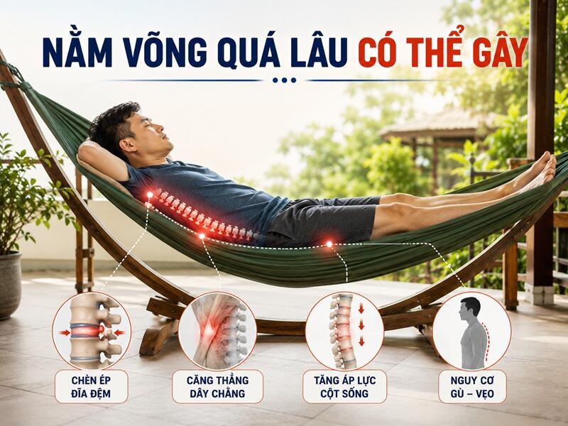 Tác hại tiềm ẩn đối với cột sống khi nằm võng quá lâu