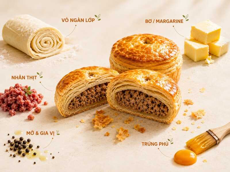 Phần vỏ bánh là “nguồn calo chính”, không phải riêng phần nhân thịt.