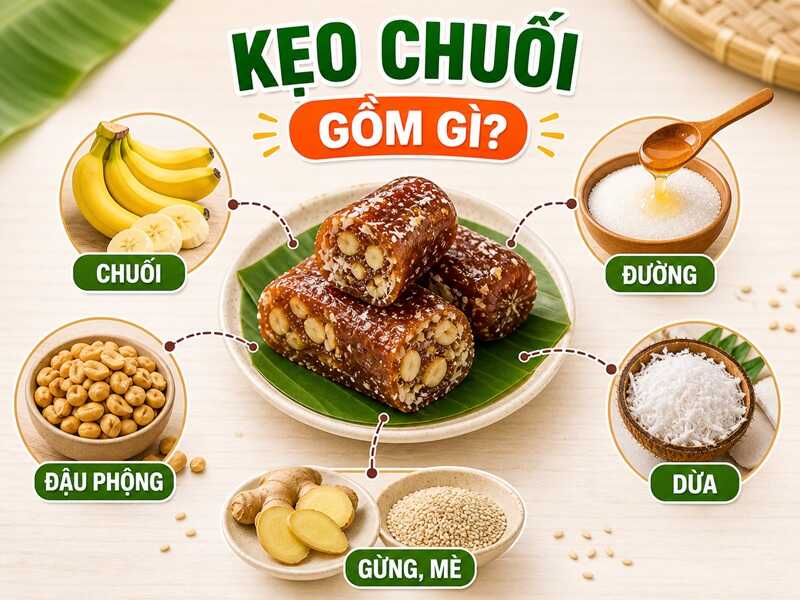 Thành phần dinh dưỡng chính trong kẹo chuối truyền thống