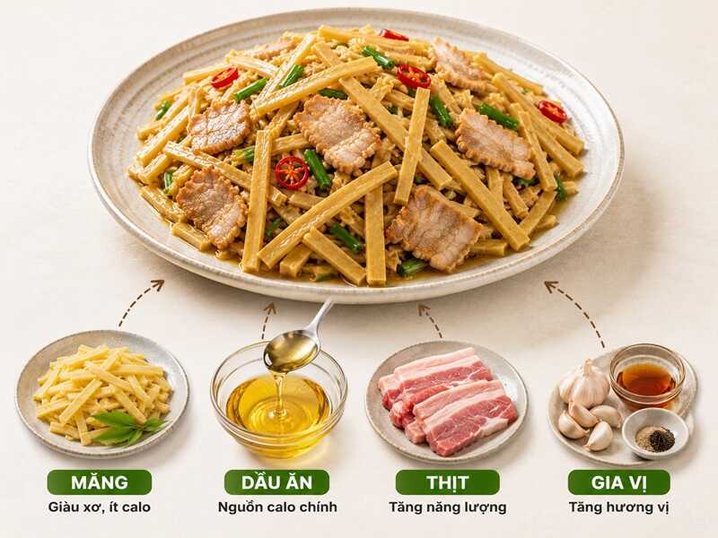 Thành phần dinh dưỡng chính trong món măng xào