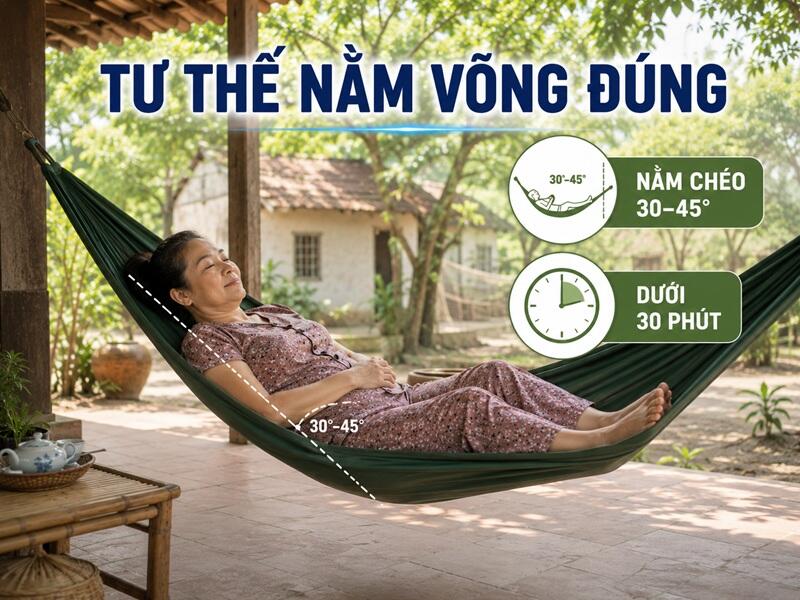 Thời gian nằm lý tưởng và tư thế nằm chéo võng tiêu chuẩn