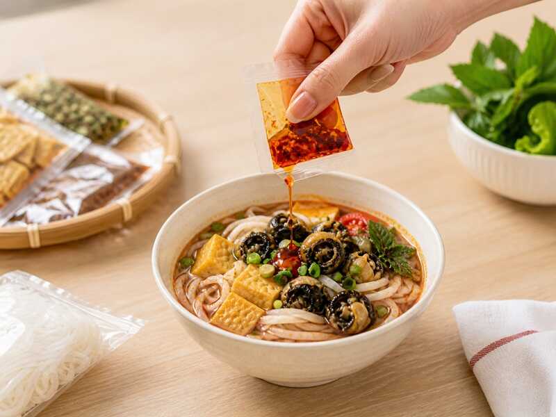 Chỉ sử dụng khoảng 50–70% gói dầu ớt