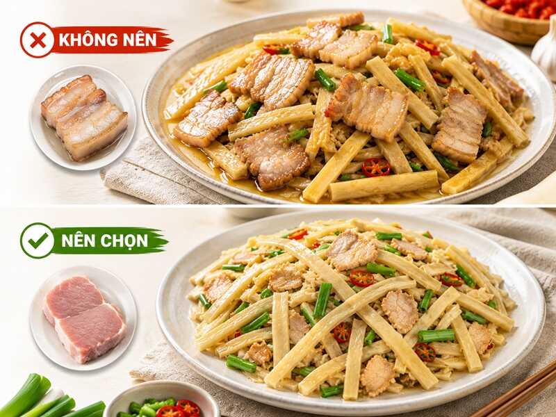 Ưu tiên măng xào ít thịt, hạn chế mỡ động vật
