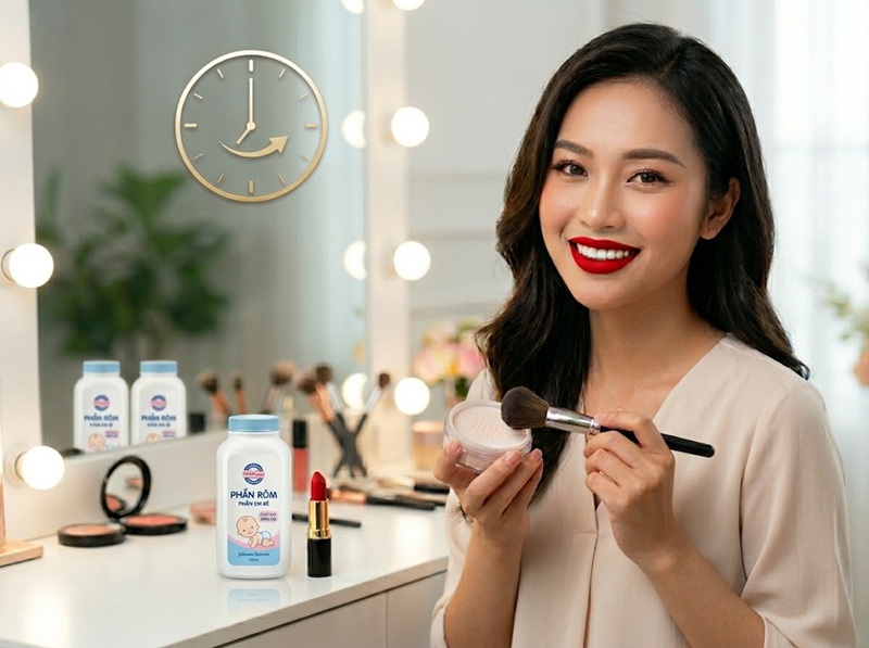 Đánh son lâu trôi bằng phấn rôm có thật sự hiệu quả