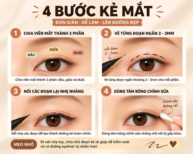 4 bước kẻ mắt mắt đơn giản