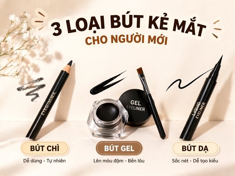 Đối với người mới bắt đầu, việc chọn đúng chất liệu bút kẻ mắt sẽ quyết định tốc độ tiến bộ của bạn