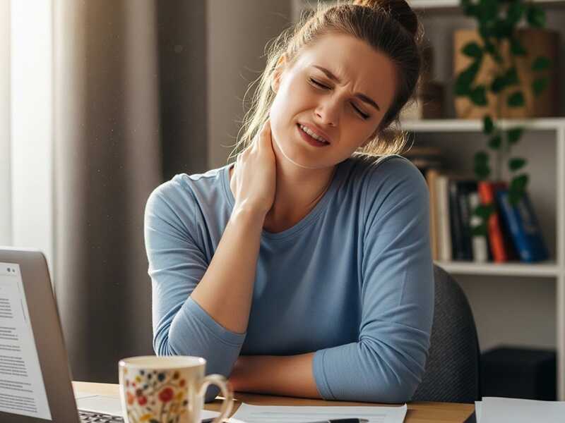 Ngồi làm việc sai tư thế từ trước khiến cổ vai gáy đã mỏi sẵn