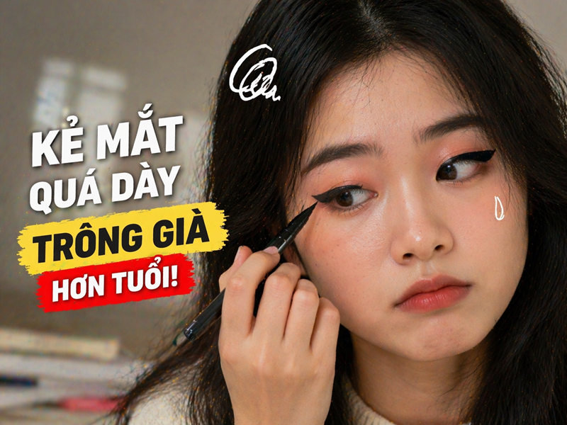 Đường kẻ quá dày thường khiến mắt nặng nề, sắc hơn cần thiết
