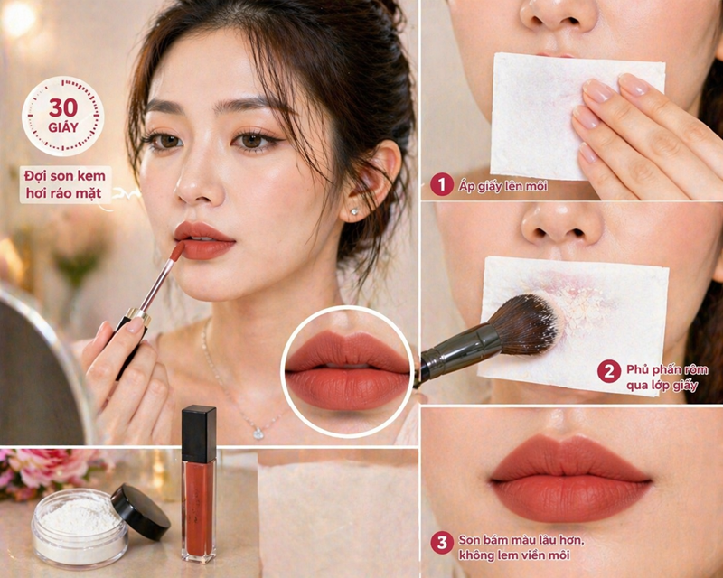 Son kem: Giữ màu lâu hơn và hạn chế lem viền môi