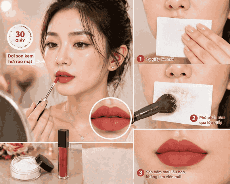 Son kem: Giữ màu lâu hơn và hạn chế lem viền môi