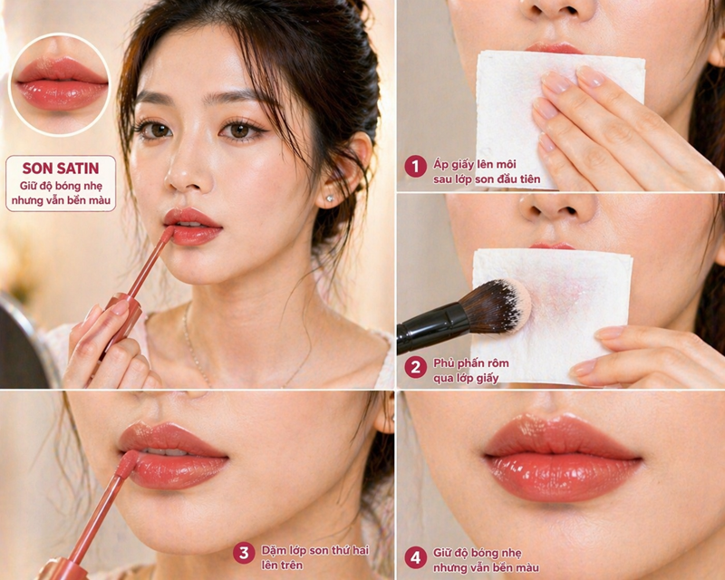  Son satin: Giữ độ bóng nhẹ nhưng vẫn bền màu