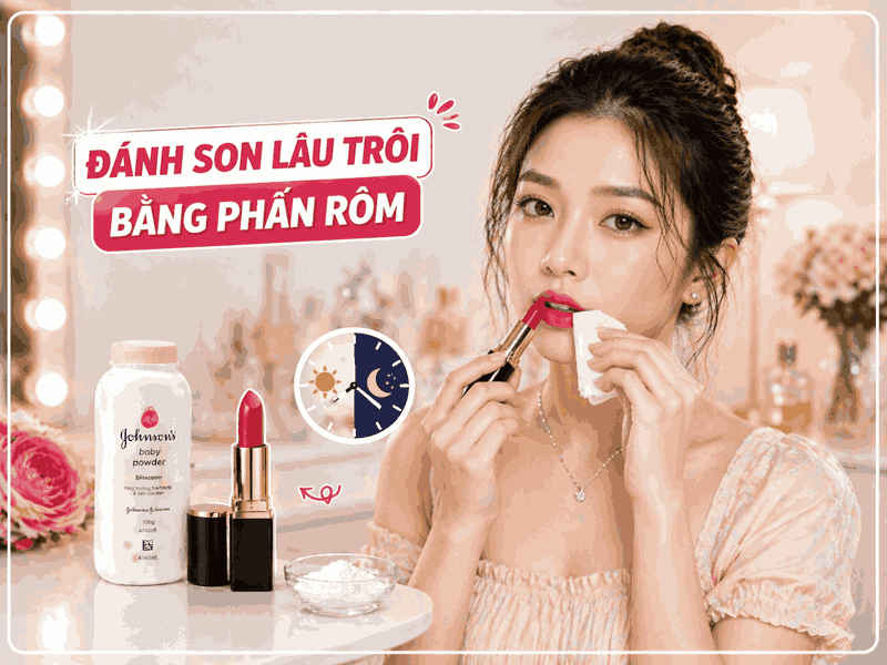 Cách đánh son lâu trôi bằng phấn rôm giữ màu bền bỉ từ sáng đến tối