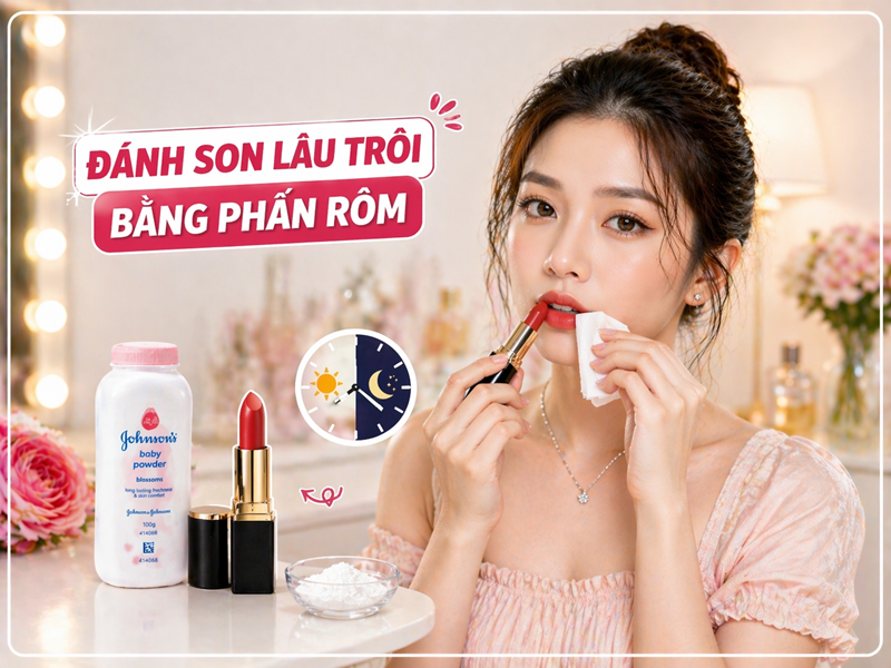 Cách đánh son lâu trôi bằng phấn rôm giữ màu bền bỉ từ sáng đến tối