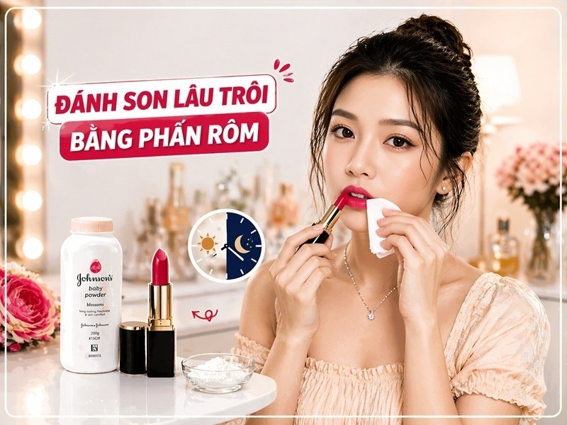 Cách đánh son lâu trôi bằng phấn rôm giữ màu bền bỉ từ sáng đến tối