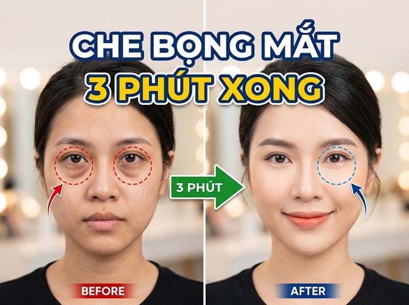 Cách trang điểm che bọng mắt thần thánh chỉ trong 3 phút