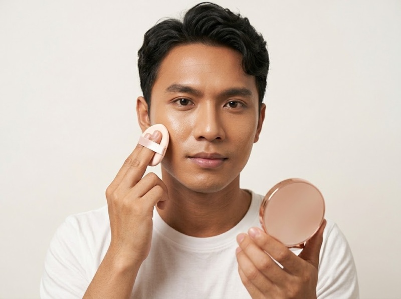 Dùng bông mút dặm nhẹ tay theo hướng từ trong ra ngoài