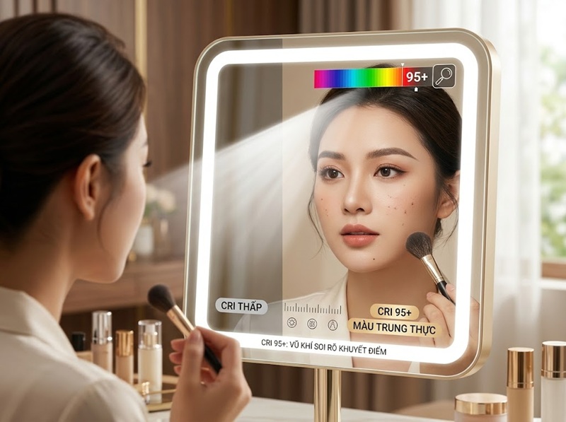  Khi chỉ số hoàn màu CRI càng cao, màu sắc hiển thị càng chính xác và trung thực.