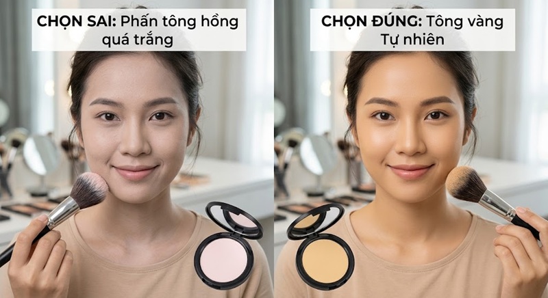 Hãy ưu tiên các loại phấn có tông vàng hoặc tông tự nhiên