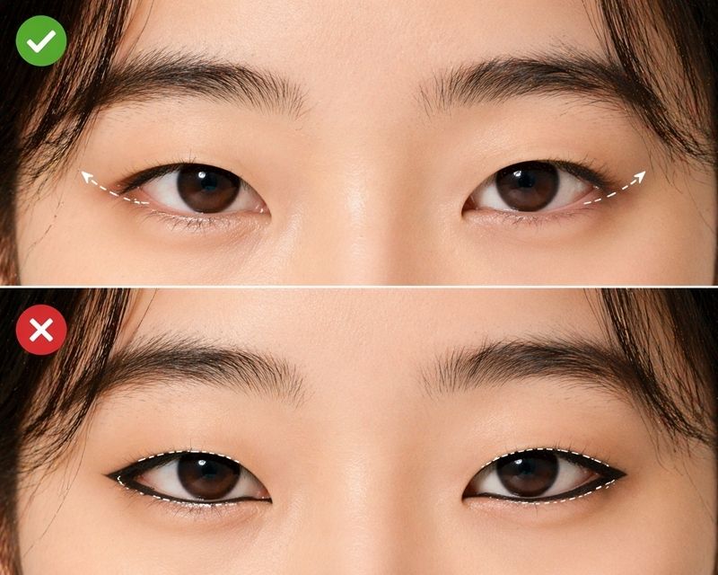 Chọn sai kiểu eyeliner khiến mắt nhỏ và nặng nề