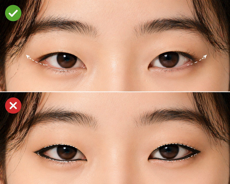 Chọn sai kiểu eyeliner khiến mắt nhỏ và nặng nề