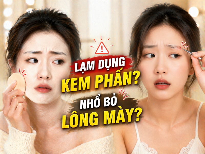 Có nên trang điểm bằng cách lạm dụng kem phấn hay nhổ bỏ lông mày?