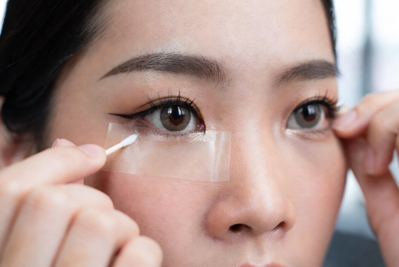 Mắt một mí là sử dụng miếng dán kích mí tàng hình hoặc keo kích mí để tạo nếp gấp rõ rệt
