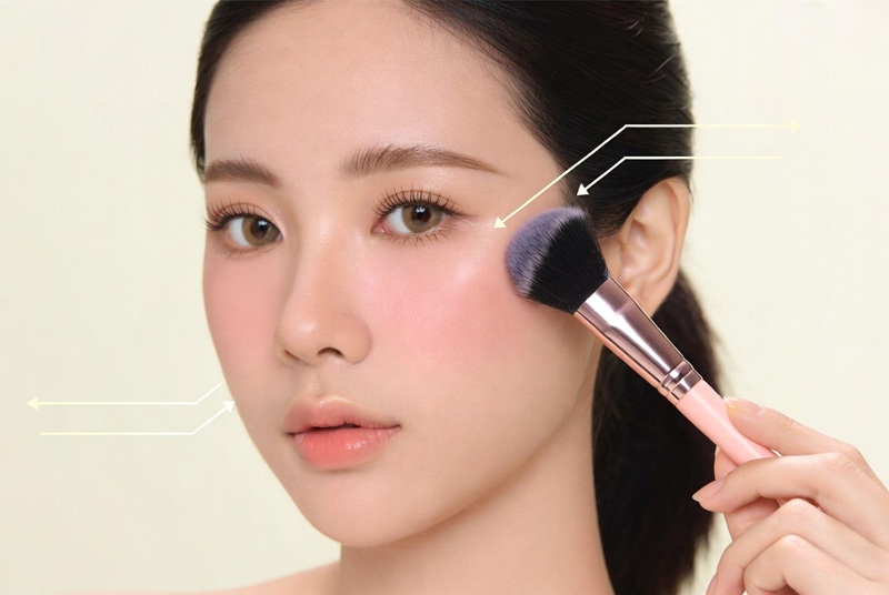 Đánh phấn má nâng gương mặt thay vì kéo xuống