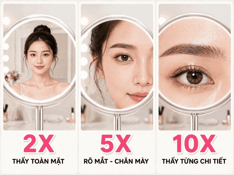 Khi trang điểm cho vùng mắt, độ phóng đại tốt là chìa khóa để đường kẻ trở nên chuyên nghiệp.