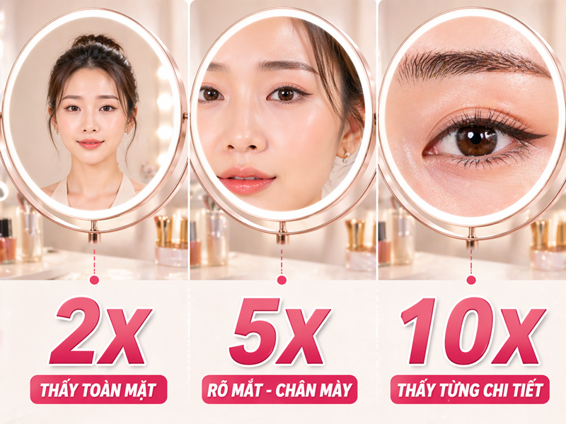 Chọn gương không phóng đại khiến khó chỉnh nét mày