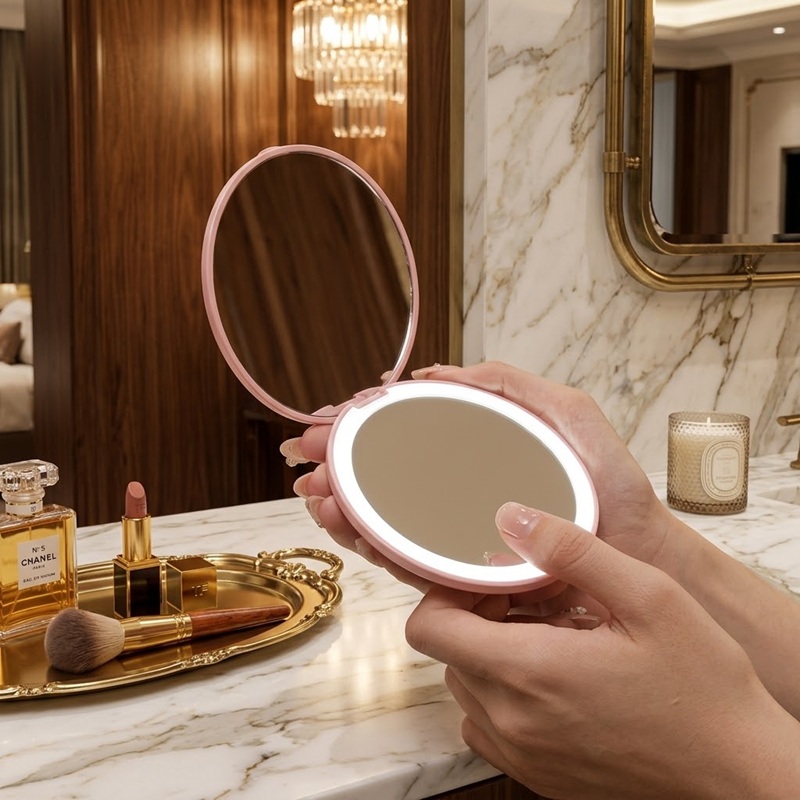Sở hữu chiếc gương trang điểm có đèn Led sẽ giúp bạn nhận diện sớm các vùng màu bị bết 