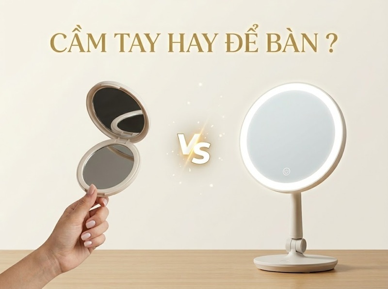 Gương LED cầm tay với gương LED để bàn: Lựa chọn nào đáng tiền hơn?