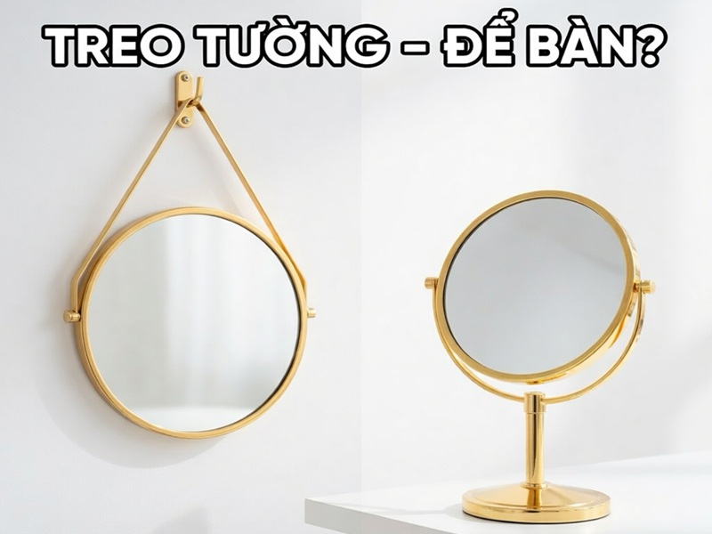Chọn gương trang điểm treo tường hay gương trang điểm để bàn?