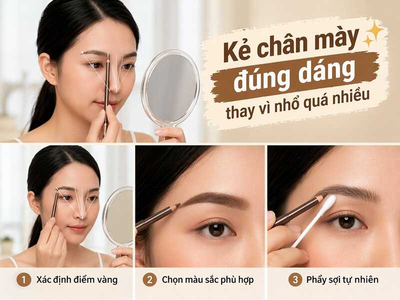 Kẻ chân mày đúng dáng thay vì nhổ quá nhiều