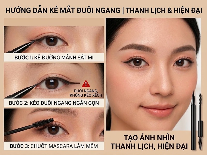 Kẻ đuôi ngang giúp mắt thanh lịch và hiện đại