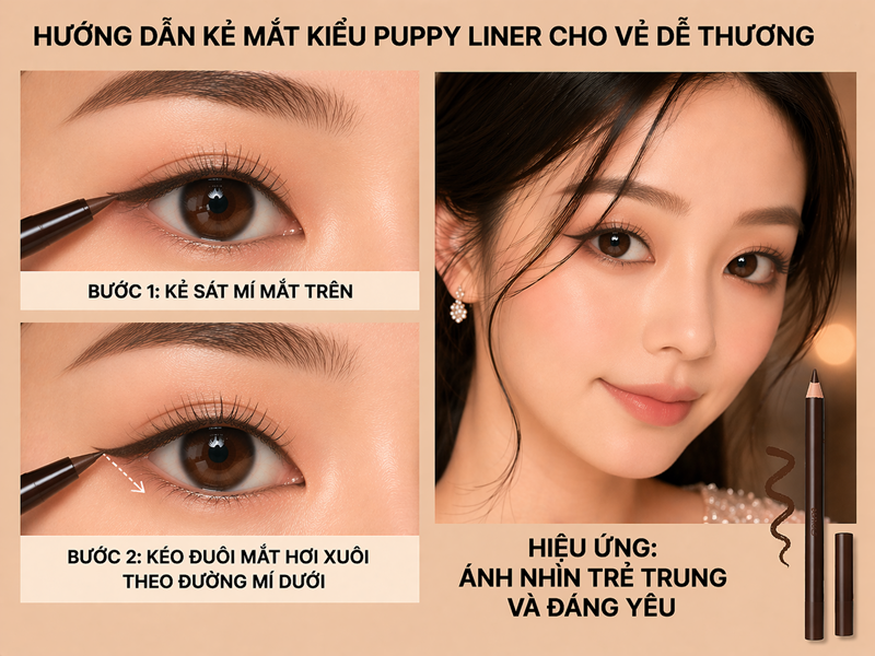 Kẻ mắt kiểu puppy liner cho vẻ dễ thương