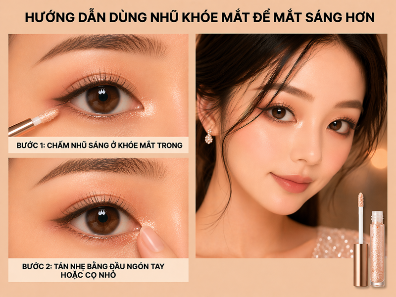 Dùng nhũ khóe mắt để mắt sáng hơn