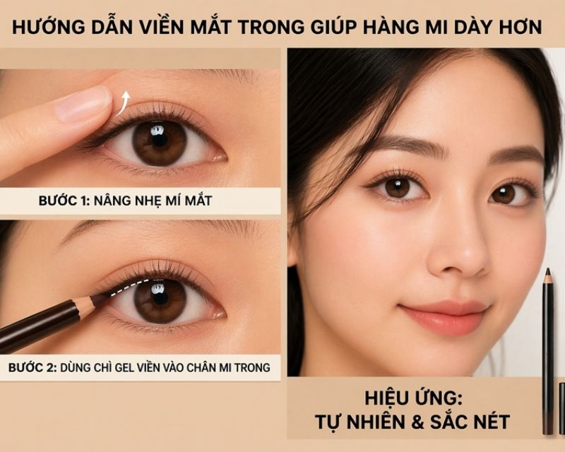 Viền mắt trong giúp hàng mi dày hơn