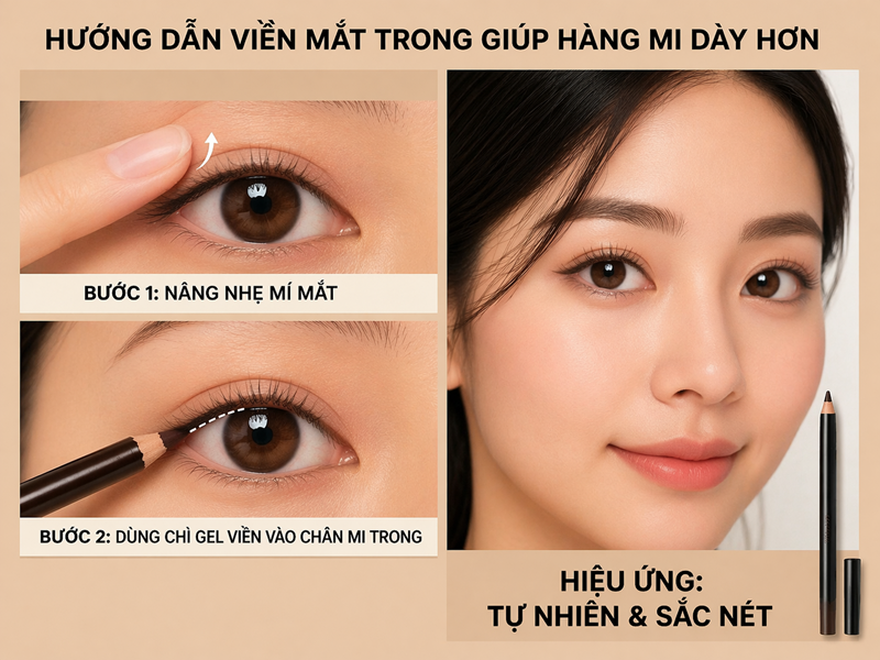 Viền mắt trong giúp hàng mi dày hơn