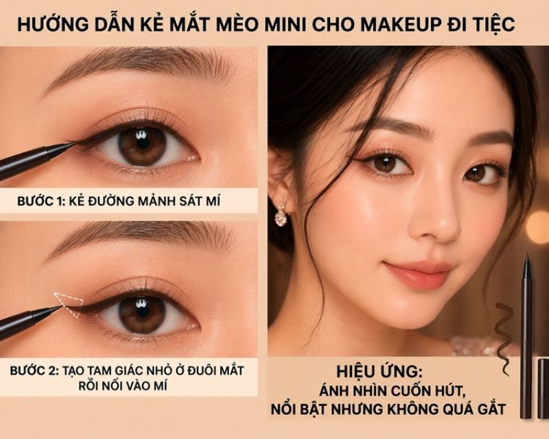 Kẻ mắt mèo mini cho makeup đi tiệc