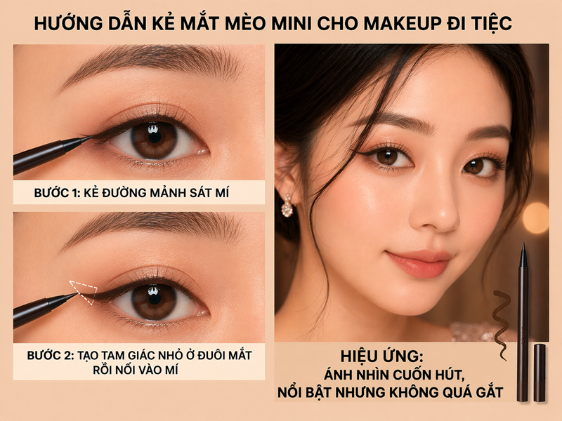 Kẻ mắt mèo mini cho makeup đi tiệc