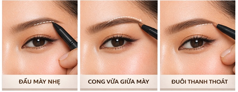 Cách kẻ lông mày theo khuôn mặt trái tim giúp hài hòa vùng trán