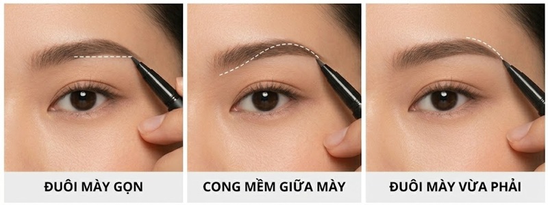 Cách kẻ lông mày theo khuôn mặt vuông làm mềm góc cạnh