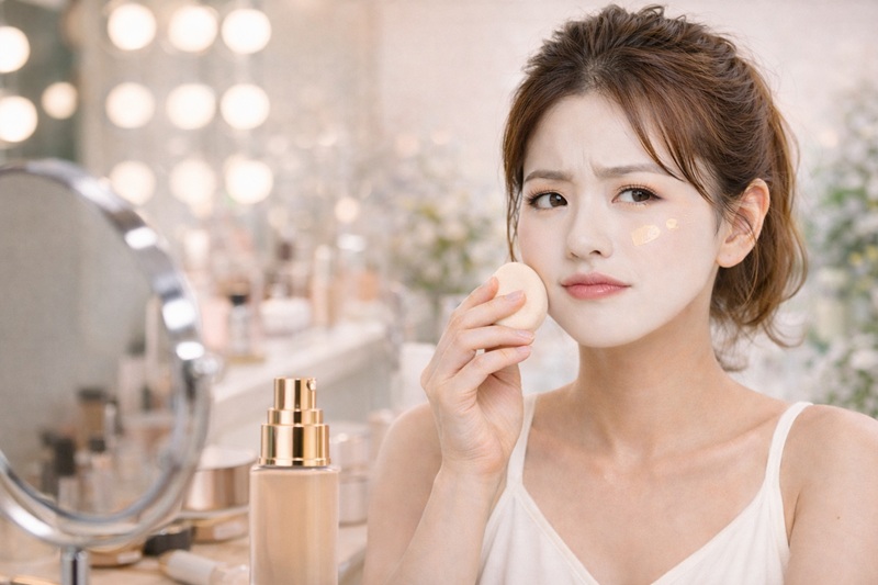 Chọn sai màu kem nền khiến mặt lệch tông