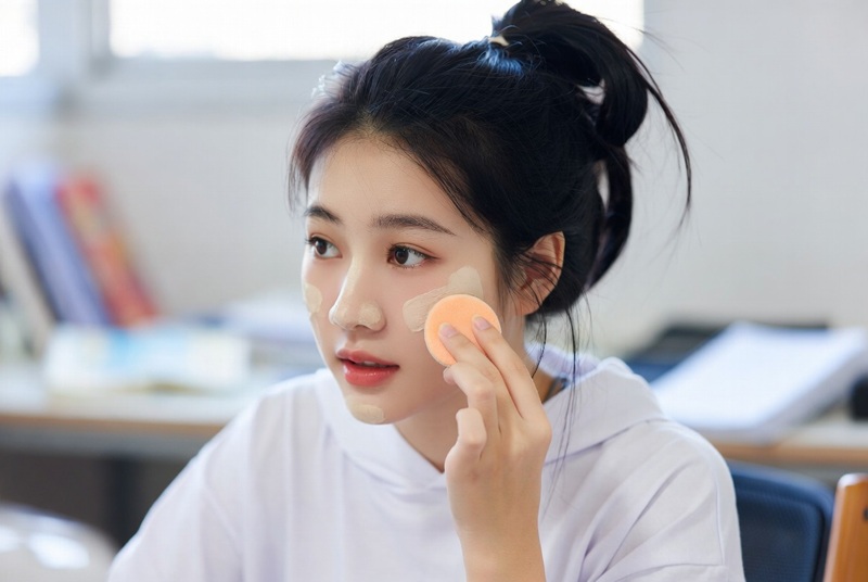 Đi học, đi cà phê nhẹ nhàng nên chỉ make kem nền